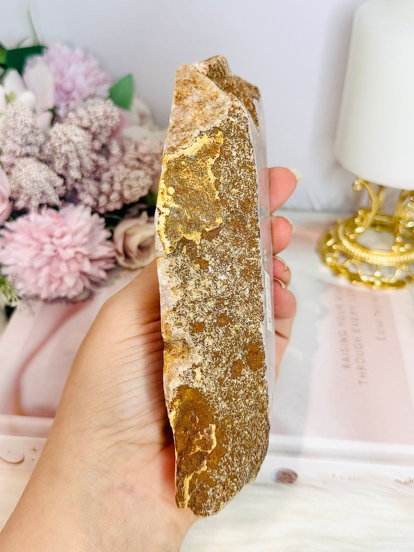 Natural Large 18cm 451gram Pink Amethyst Druzy Chunky Slab