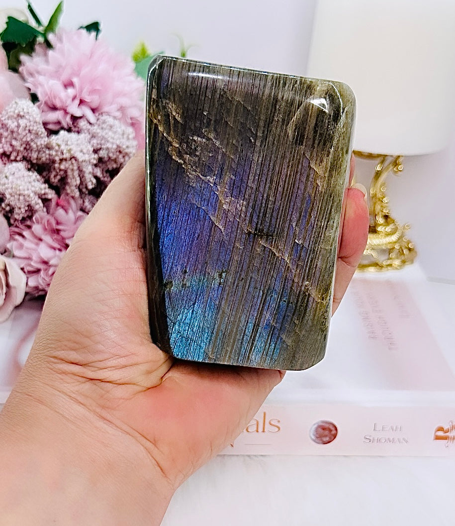 Divine Large 488gram Labradorite Freeform With Stunning Pink, Purple & Blue Flash Just Amazing