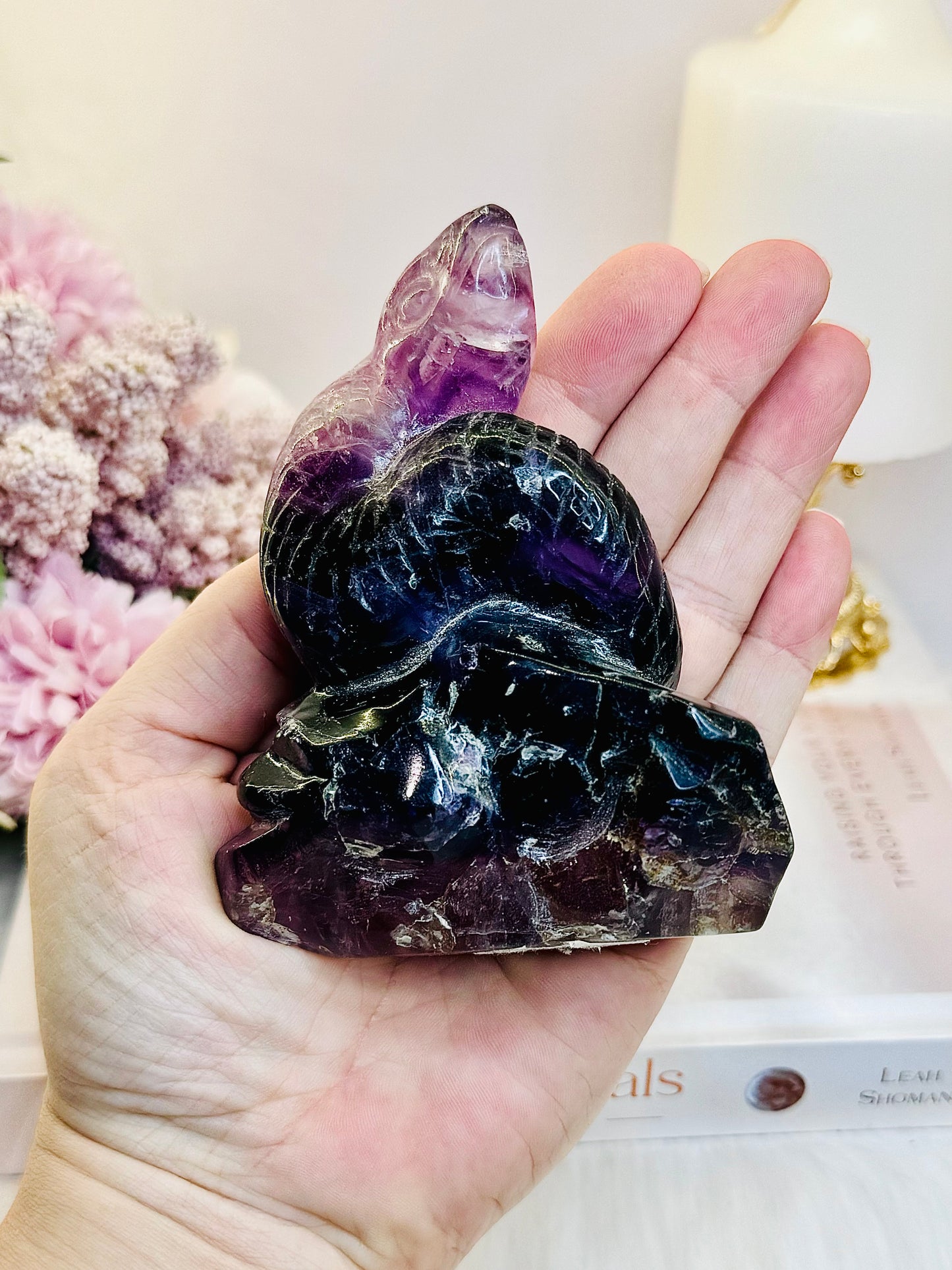 Clarity & Mental Enhancement ~ Beautiful Purple Fluorite Carved Snake 342grams