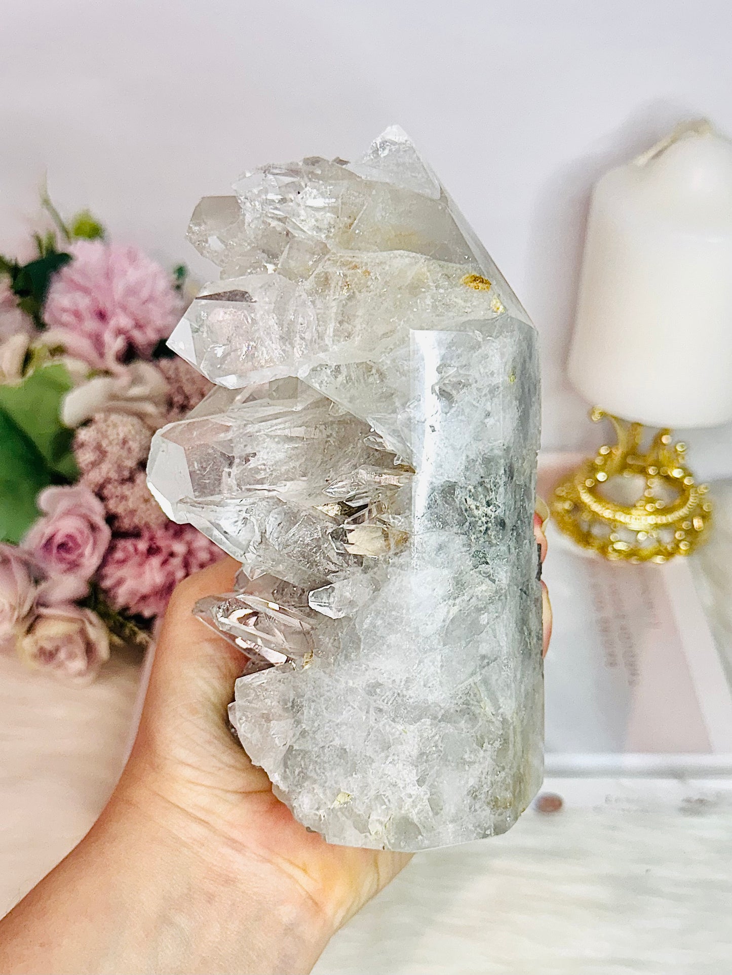 High Grade Clear Quartz Cluster Point Tower From Brazil 16cm 994grams