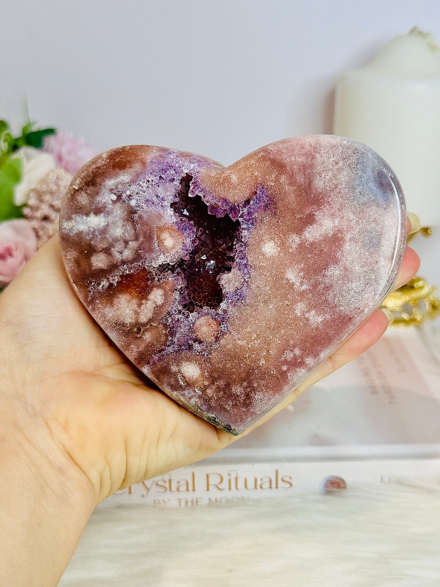 High Grade Druzy Pink Amethyst Chunky Heart 451g