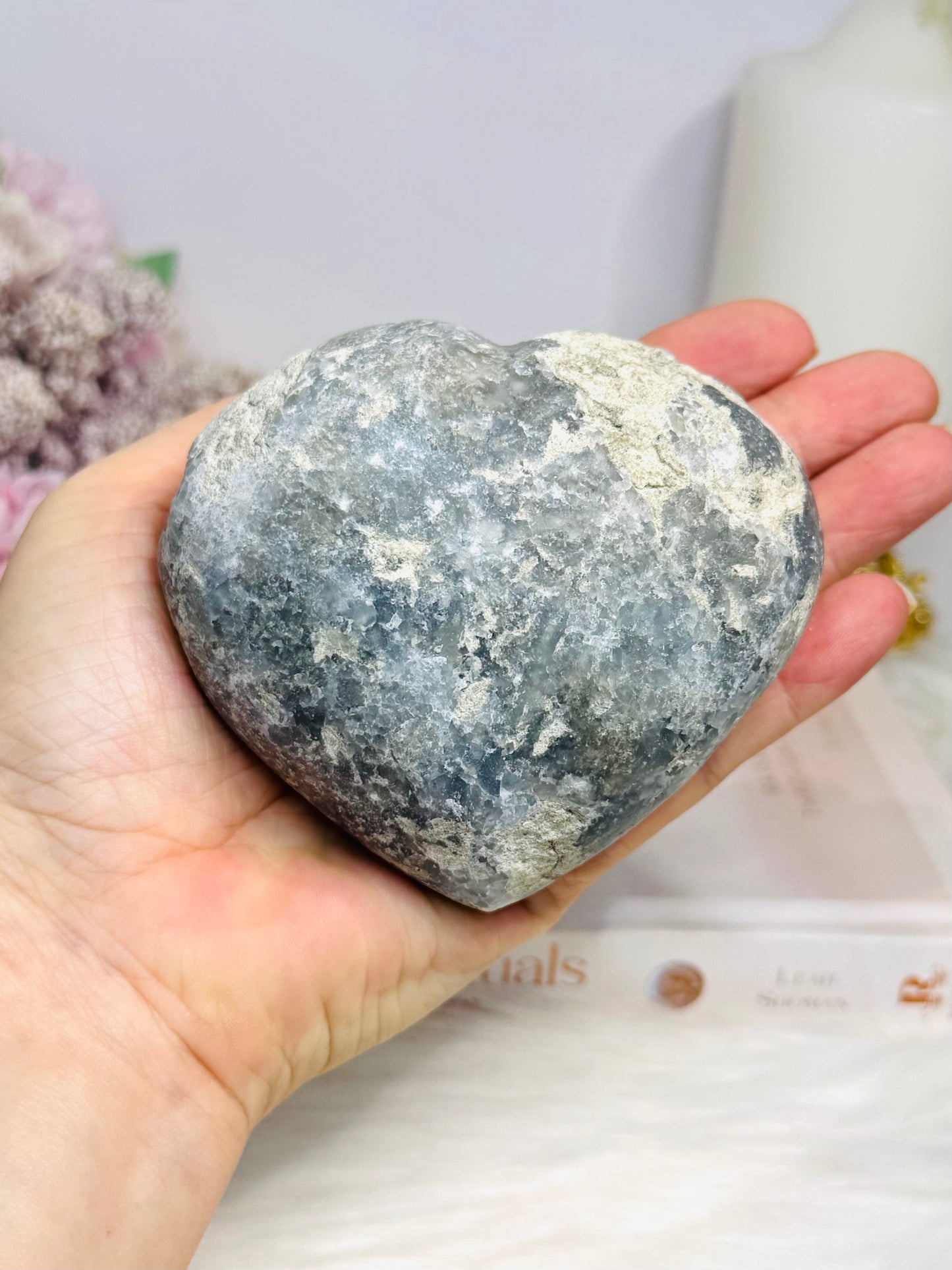High Grade Blue Celestite Druzy Heart 9cm 663g