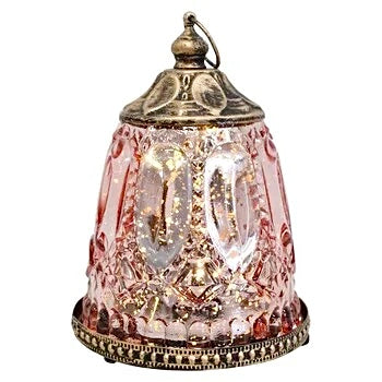 Glass Lantern Led Pink Punch 13cm