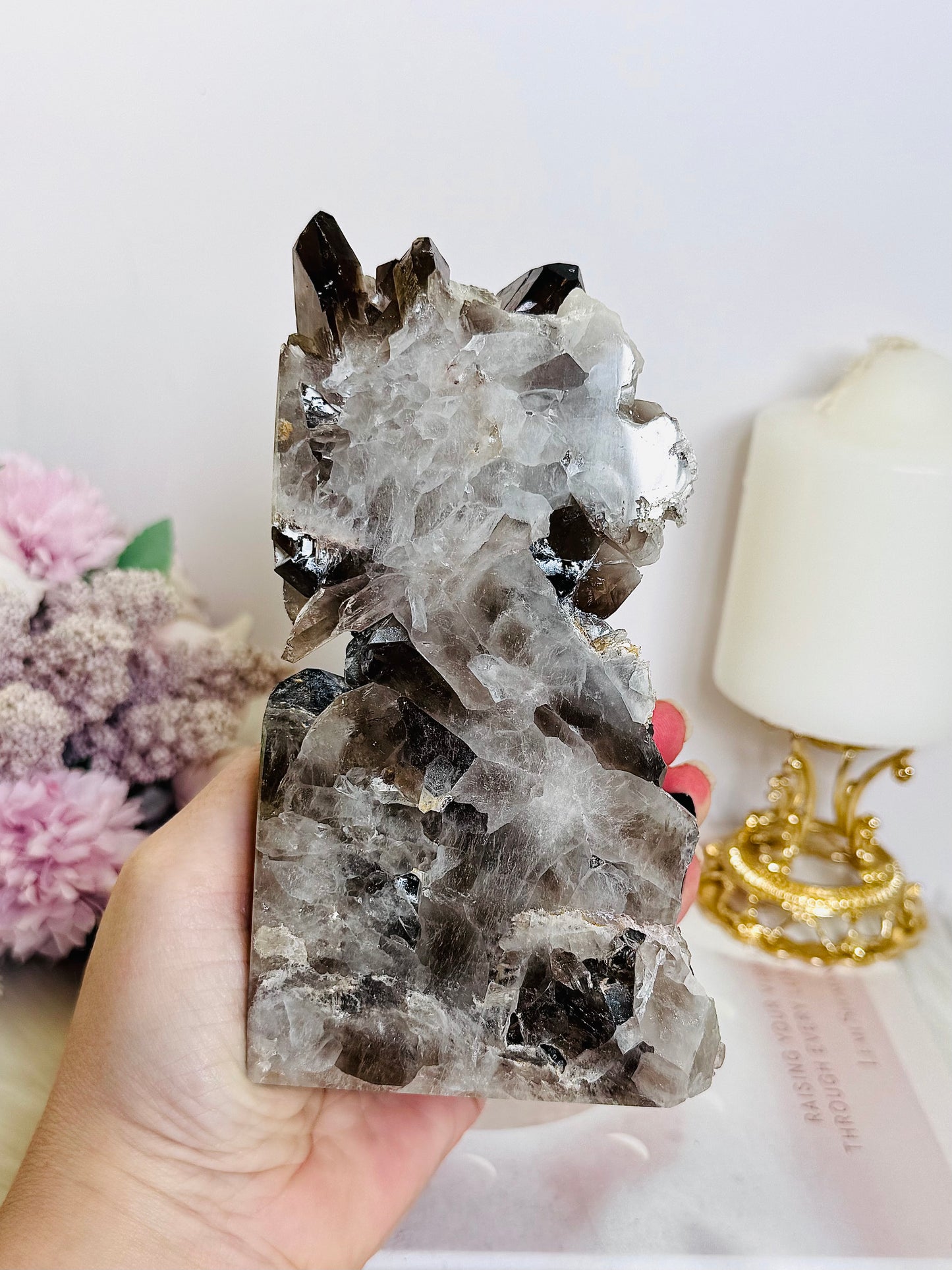 Smokey Quartz Cluster Tower 15cm 789g From Brazil