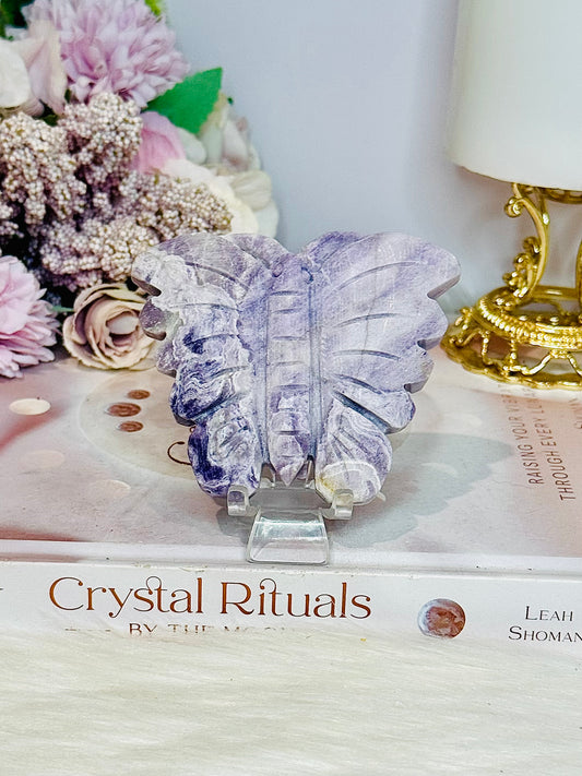 Natural Tiffany Stone Carved Butterfly On Stand