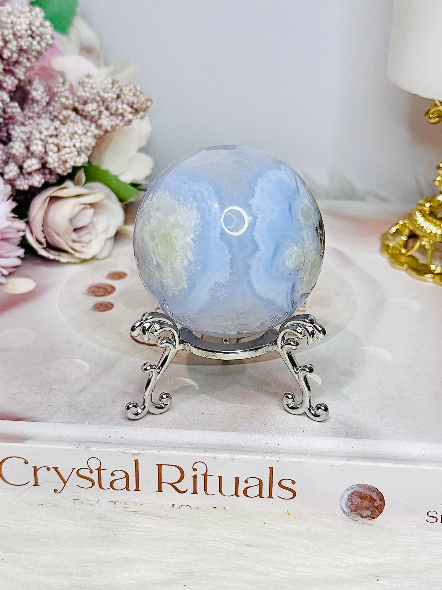 Druzy Blue Lace Agate Sphere On Stand 168g