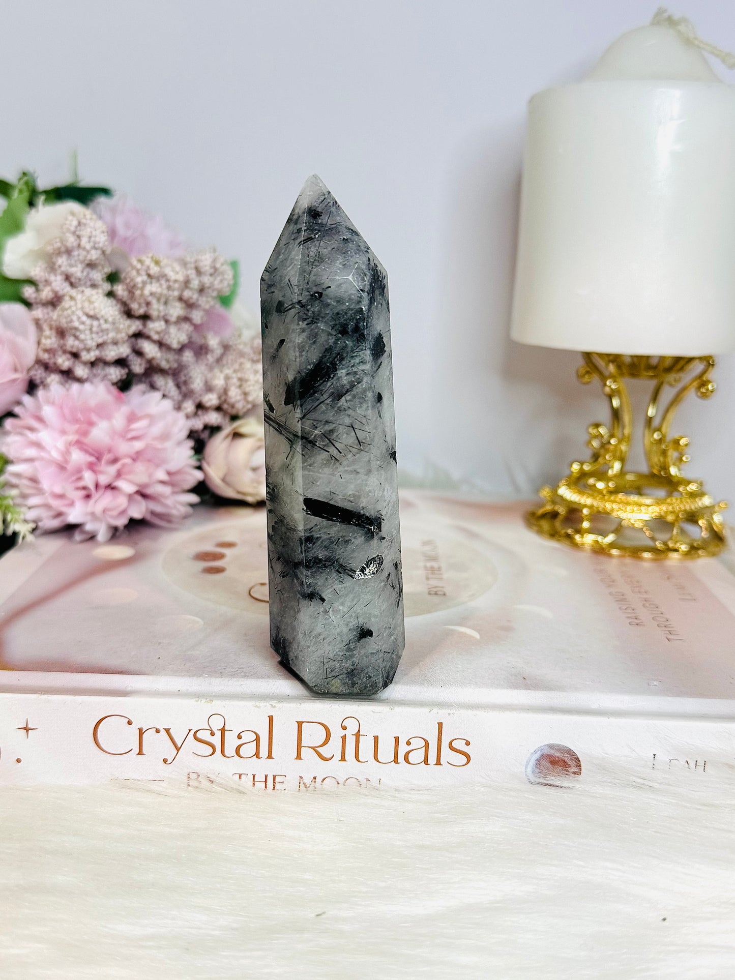 Black Tourmaline In Quartz Tower 11cm