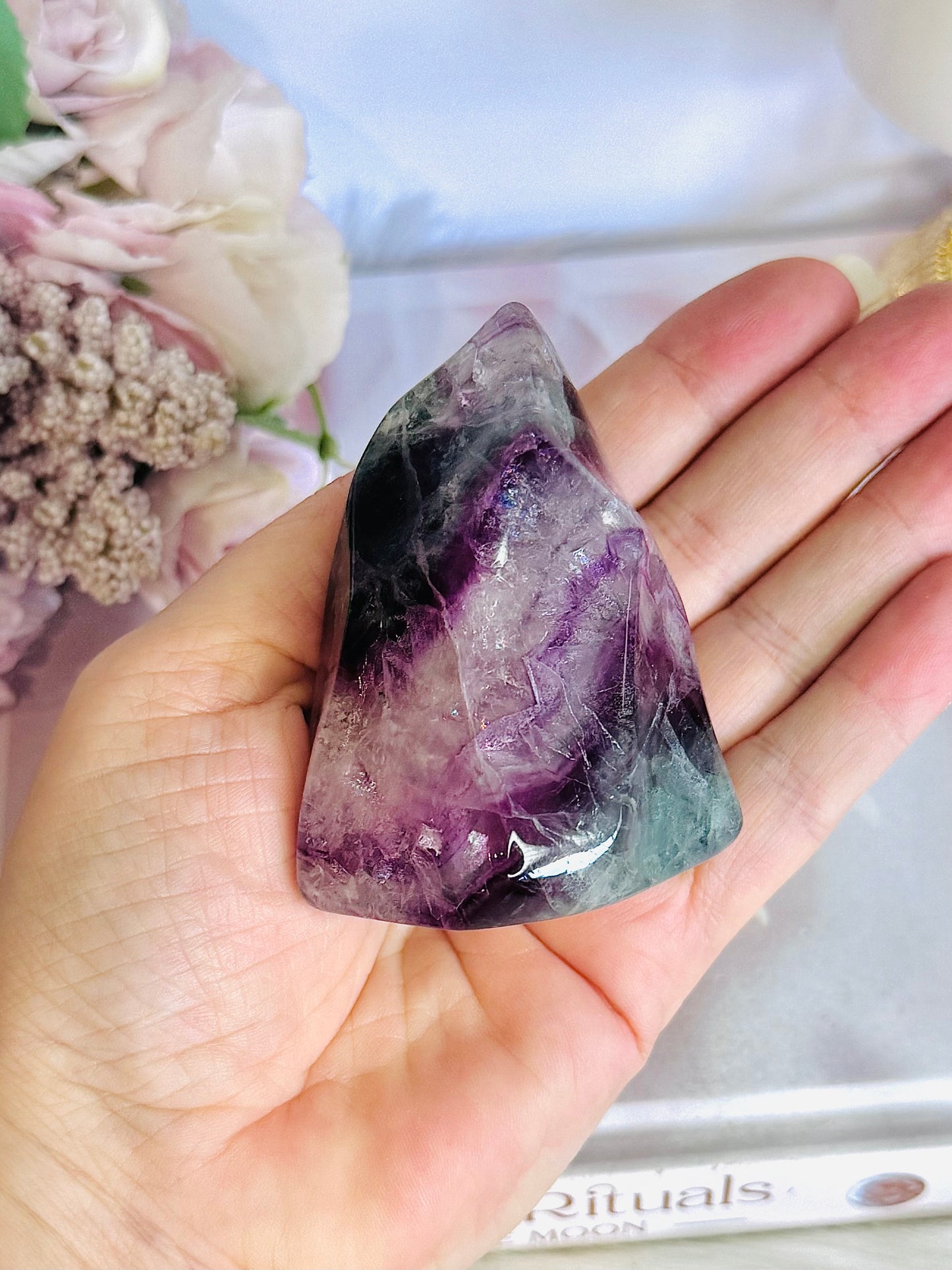 High Grade Rainbow Fluorite Flame with Rainbows 232grams