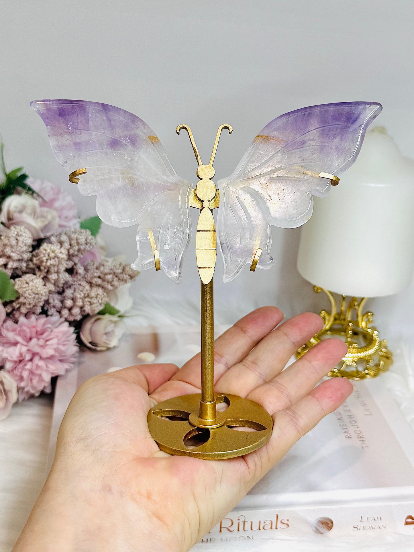 High Grade Amethyst in Quartz Butterfly Wings 15cm