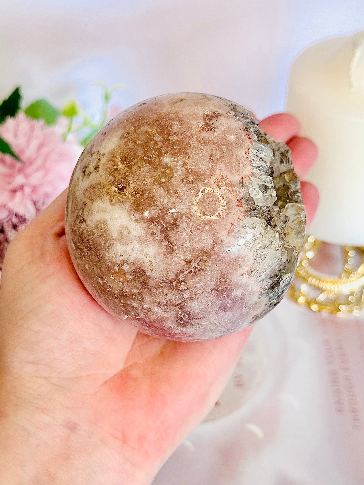 She Is Mesmerising!!! Classy & Fabulous 672gram Druzy Pink Amethyst Sphere On Stand From Brazil