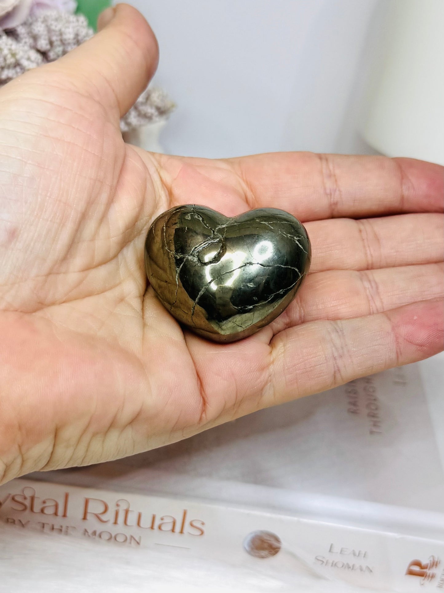 Small Pyrite Puffy Heart on Stand 88g