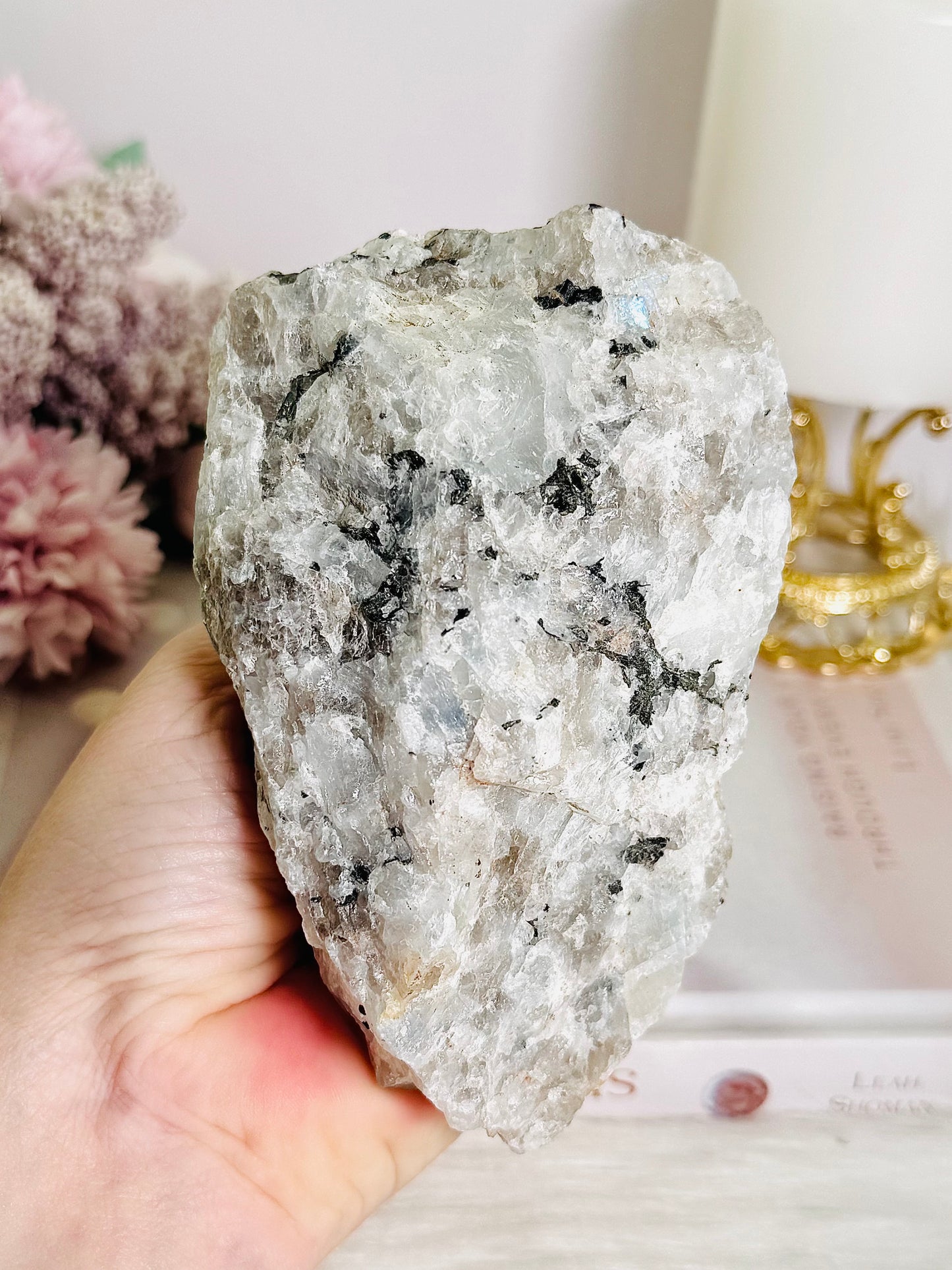 Raw Natural Rainbow Moonstone Specimen with Blue Flash 549g