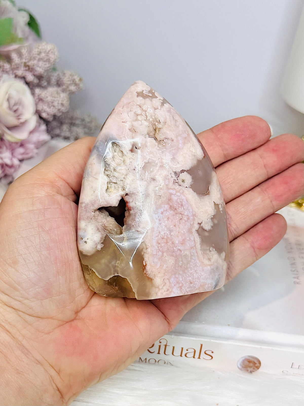 Flower Agate Druzy Flame 9cm 227g