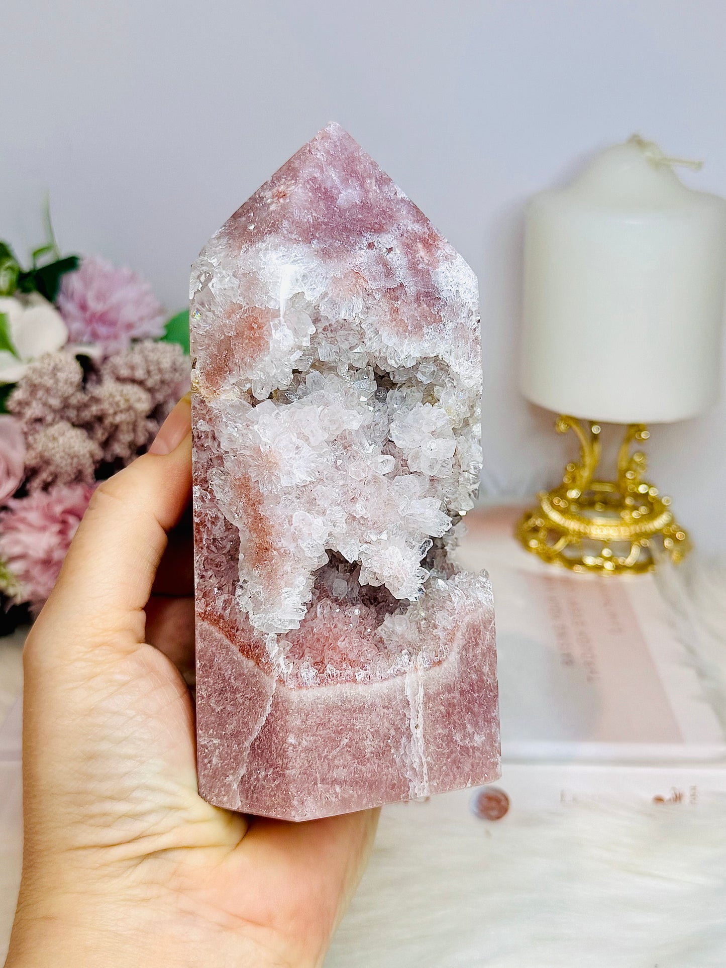 High Grade Druzy Pink Amethyst Tower 15cm 695g