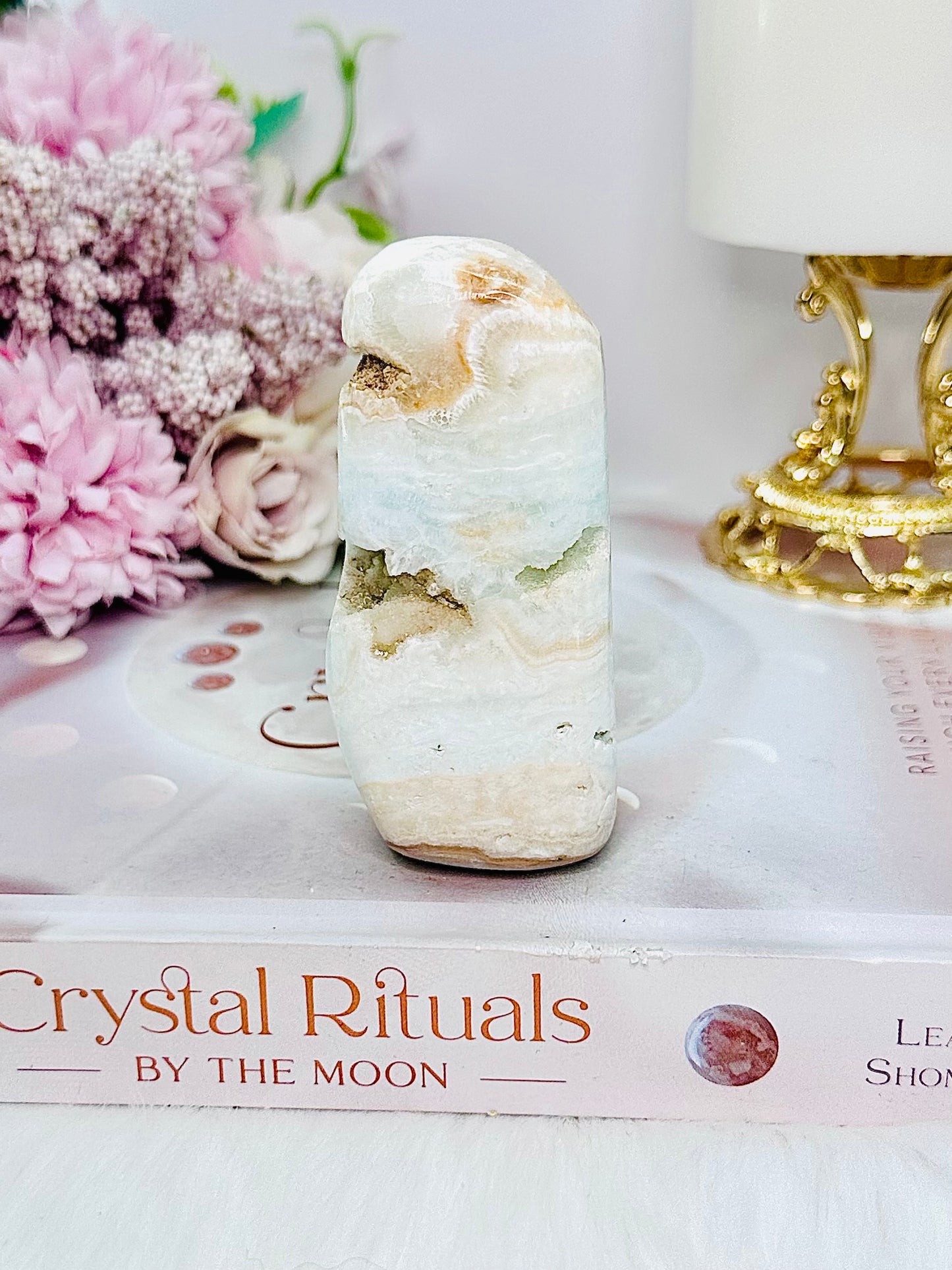 Emotional Understanding ~ Polished Caribbean Calcite Druzy Freeform 9cm