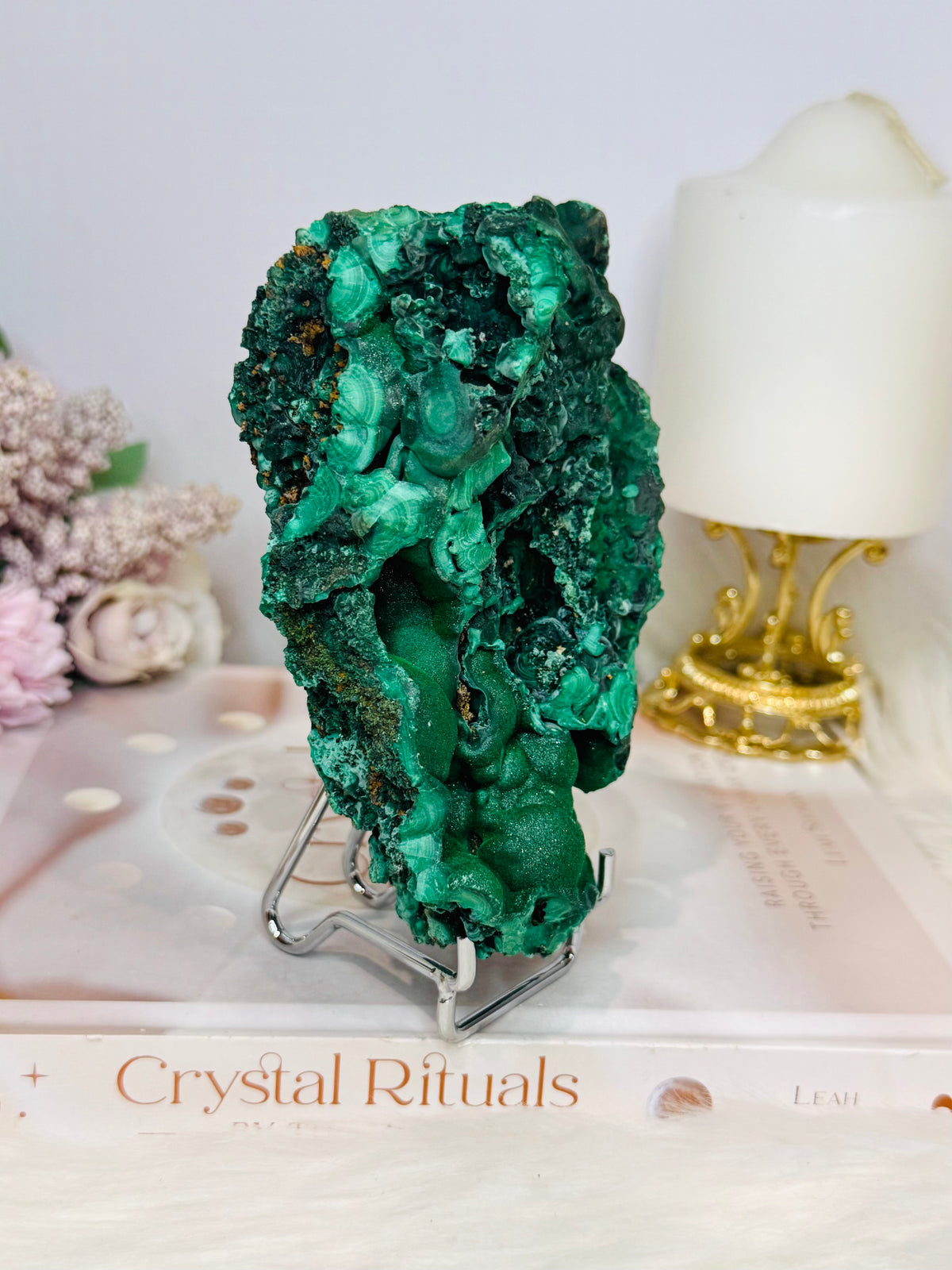 Natural Malachite Freeform 514g On Stand