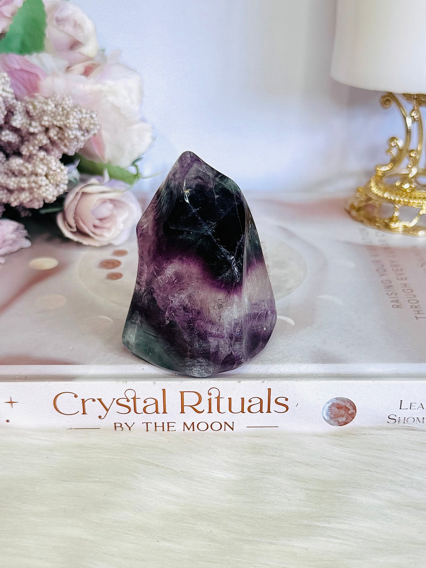 High Grade Rainbow Fluorite Flame with Rainbows 232grams