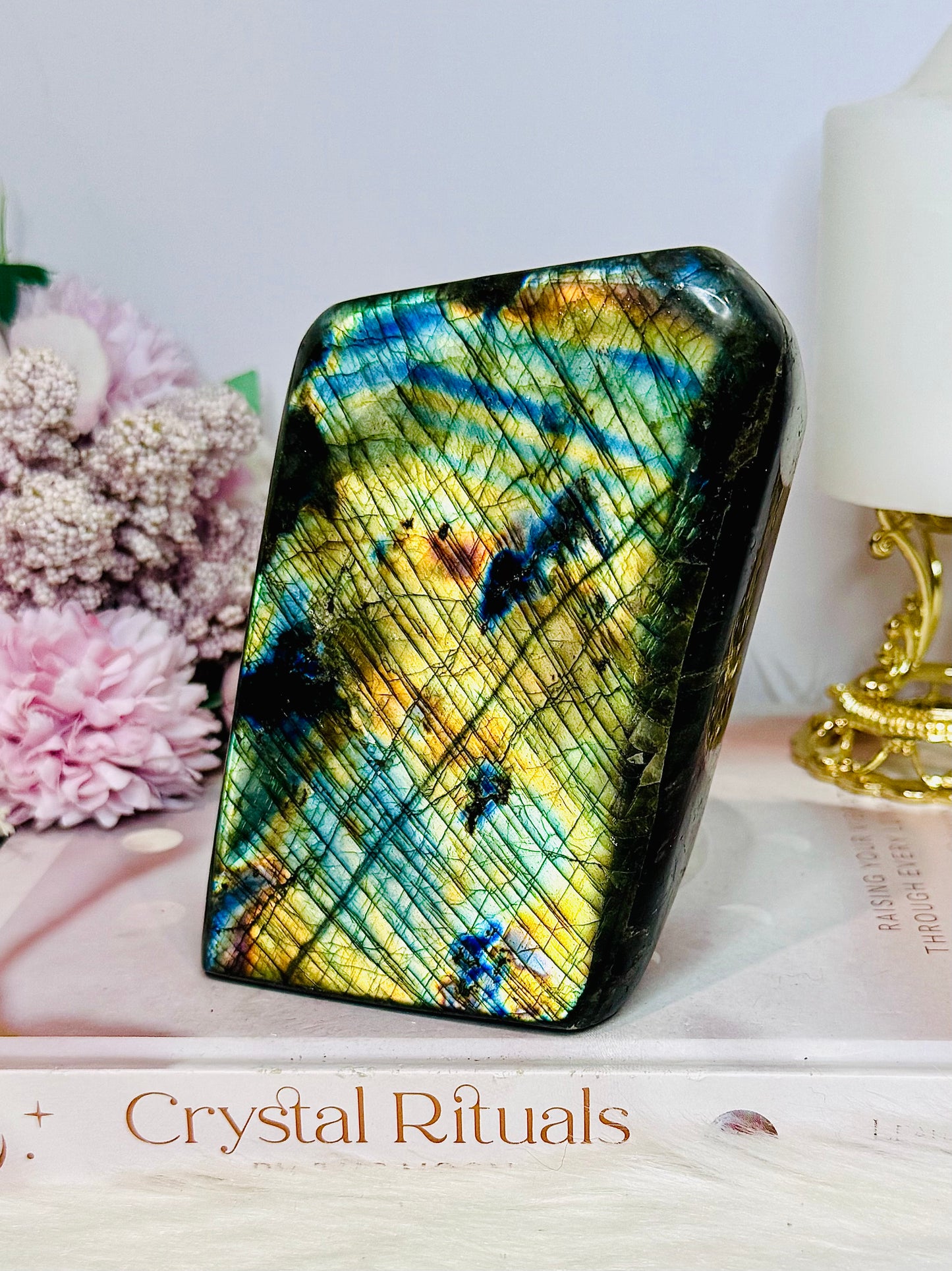 Large Natural Labradorite Polished Freeform Full of Flash 12cm 966g