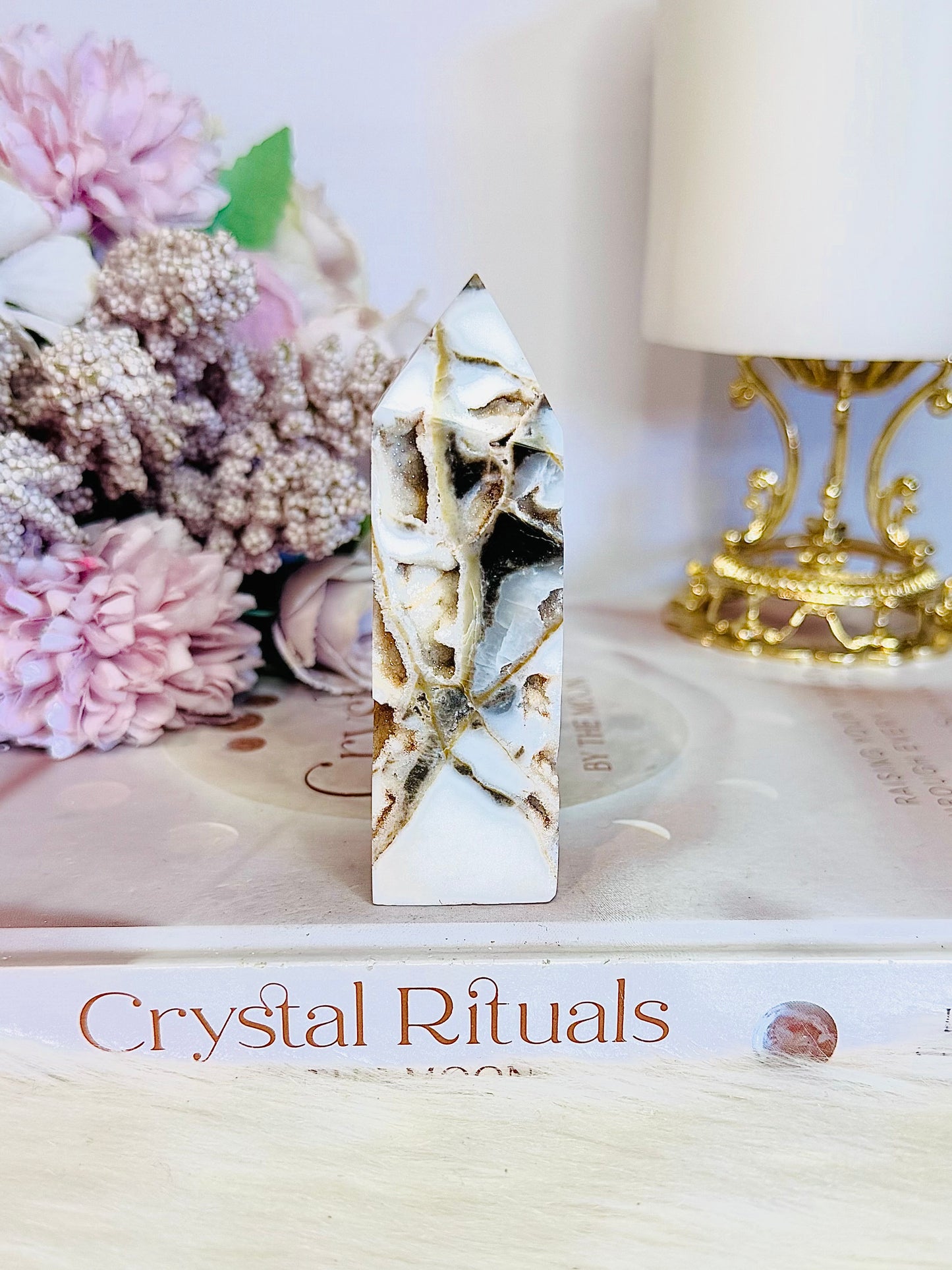 White Druzy Sphalerite Tower 8.5cm