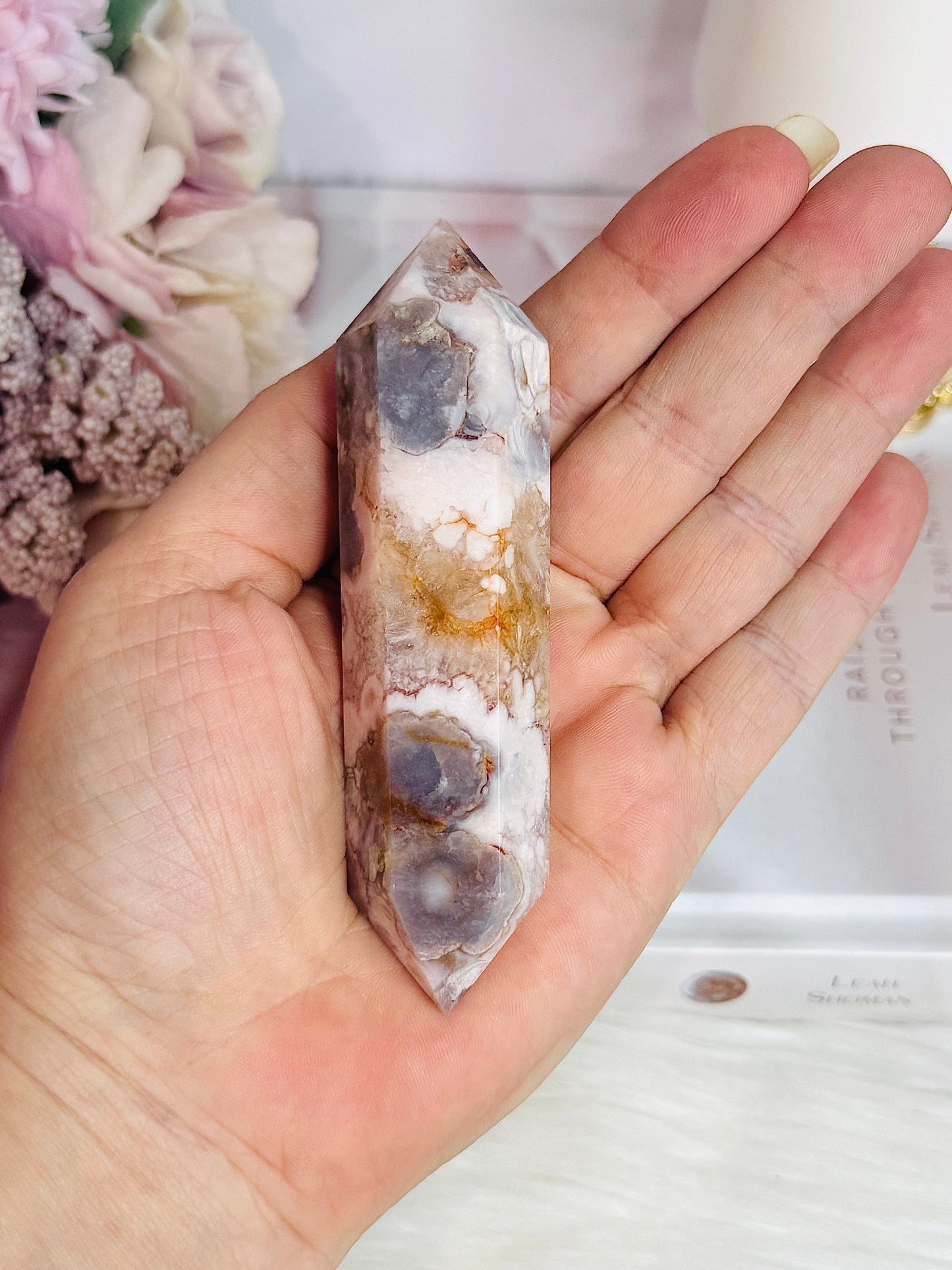 Beautiful Black Cherry Agate Double Terminated Point 10.5cm