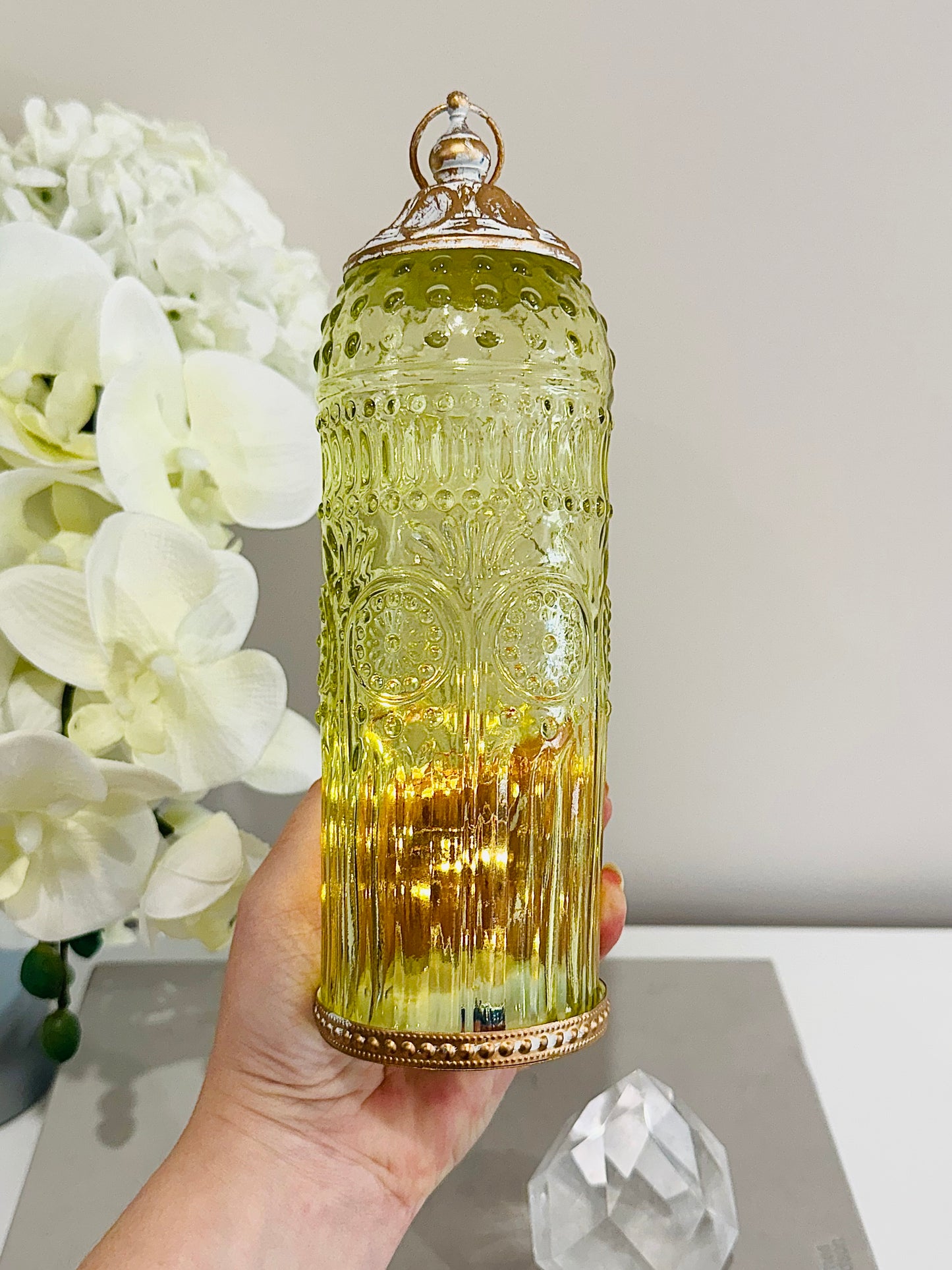 Glass Lantern Led Baroque 22.5cm