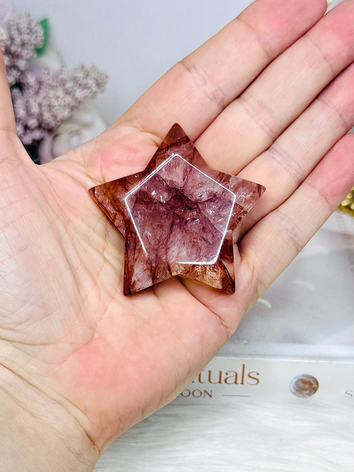 Fire Quartz Carved Star