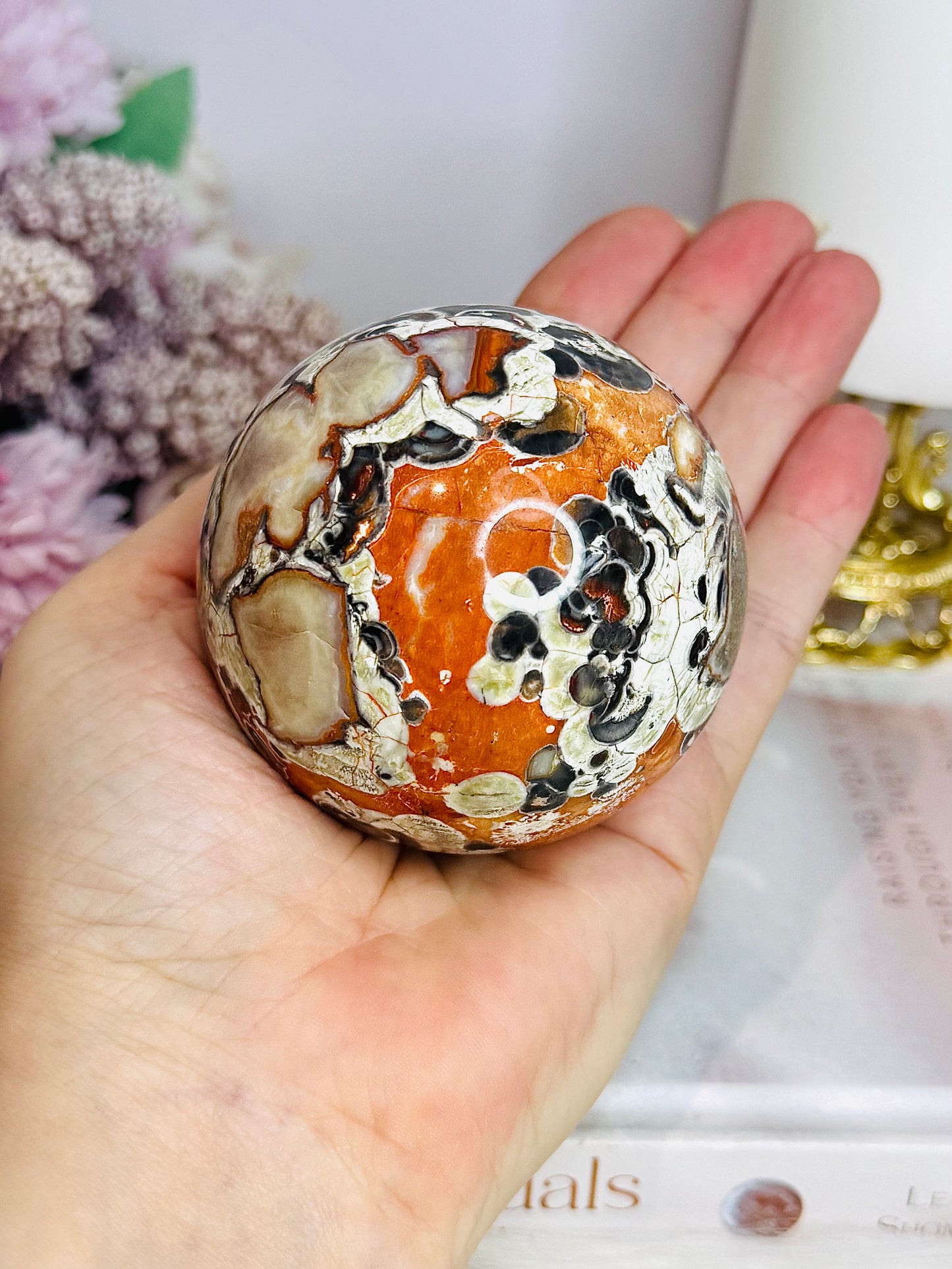 Large Money Agate Sphere On Stand 350g