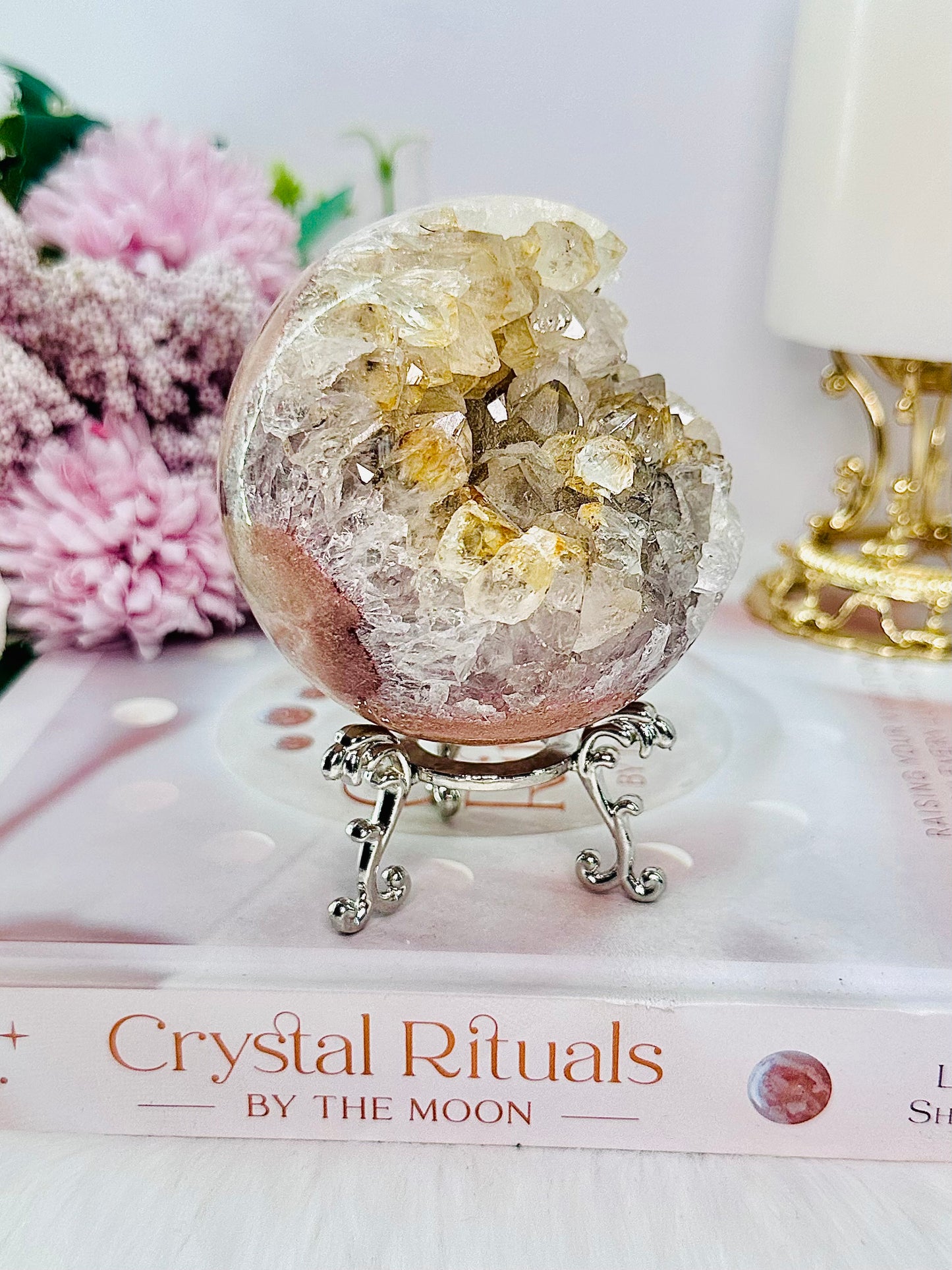 Classy & Absolutely Fabulous Large 489gram Druzy Pink Amethyst Stunning Sphere On Stand From Brazil