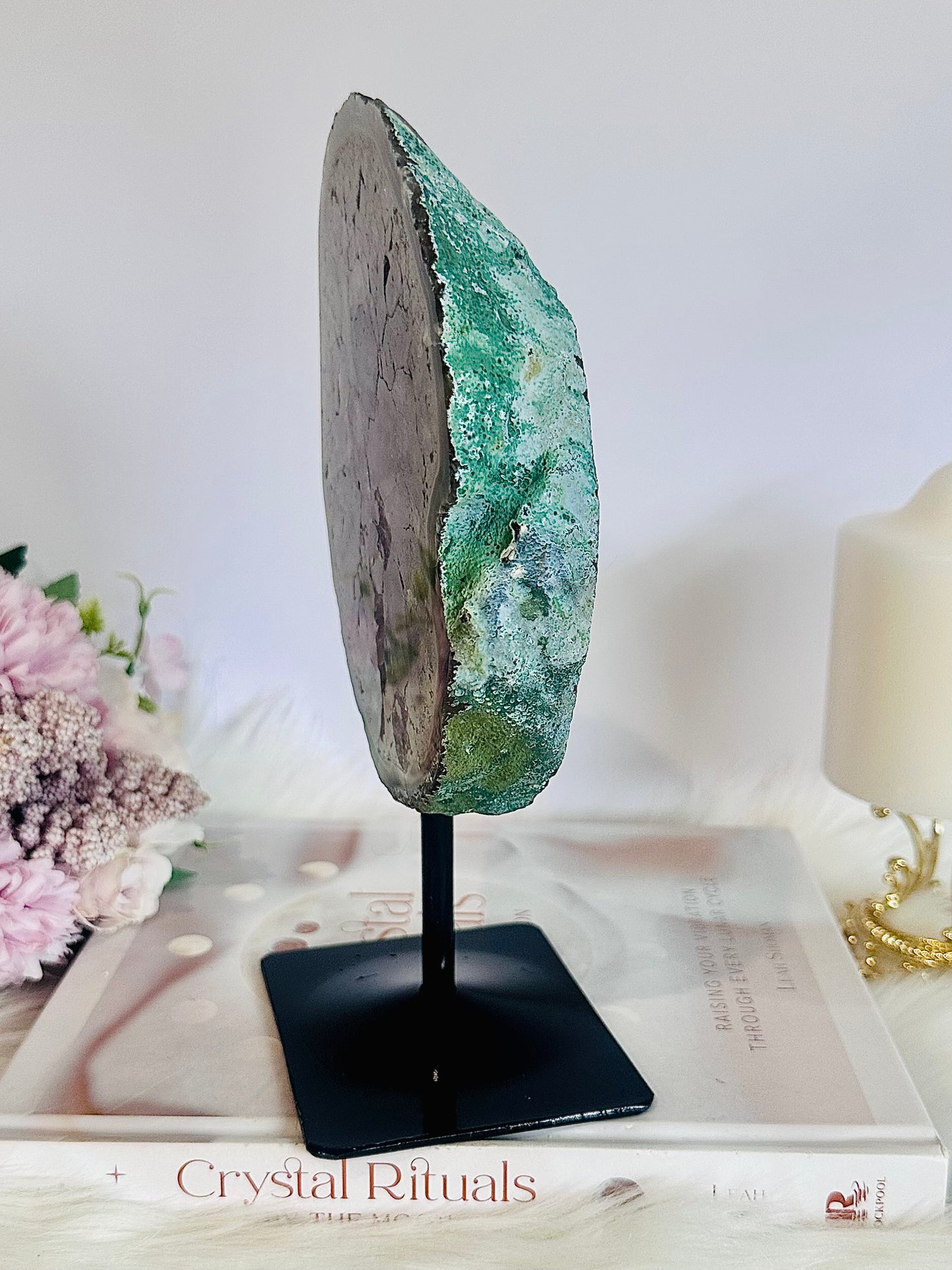 Classy & Fabulous Large 20.5cm 1.13KG Amethyst Agate Slab On Stand From Brazil