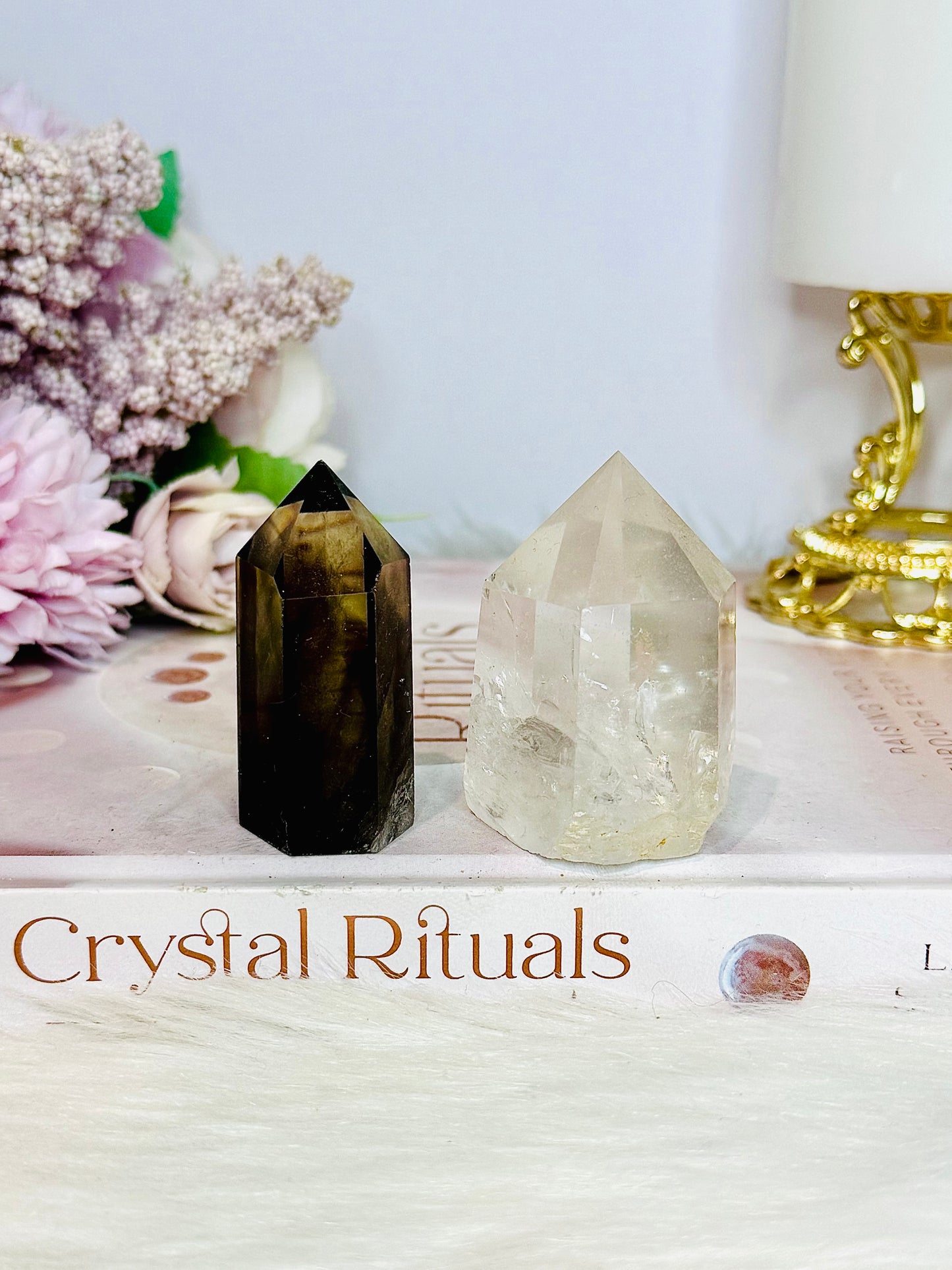 Tower Set ~ Clear Quartz & Smokey Quartz 5cm
