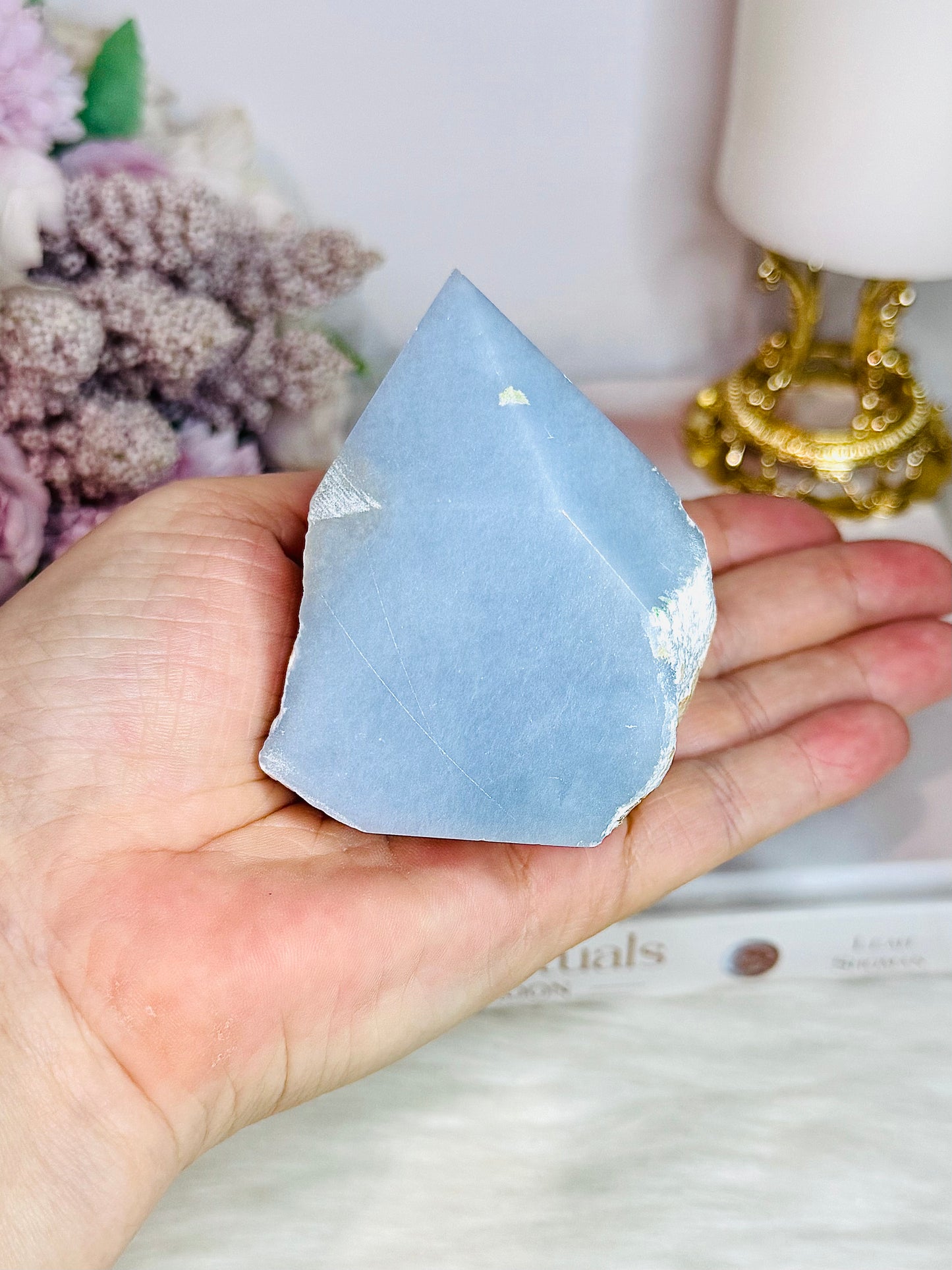 Blue Angelite Polished & Rough Tower 7.5cm