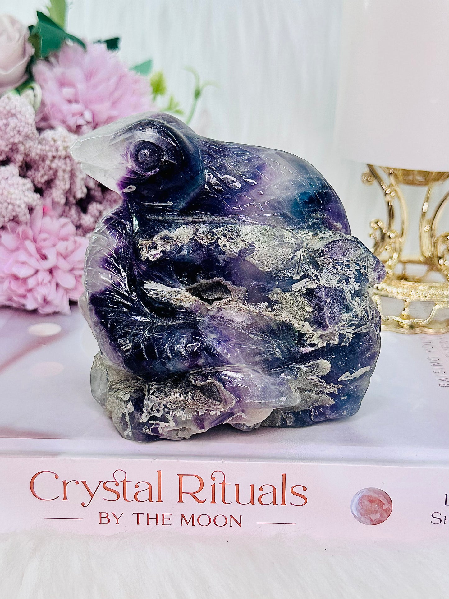 Clarity & Mental Enhancement ~ Beautiful Purple Fluorite Carved Snake 662grams