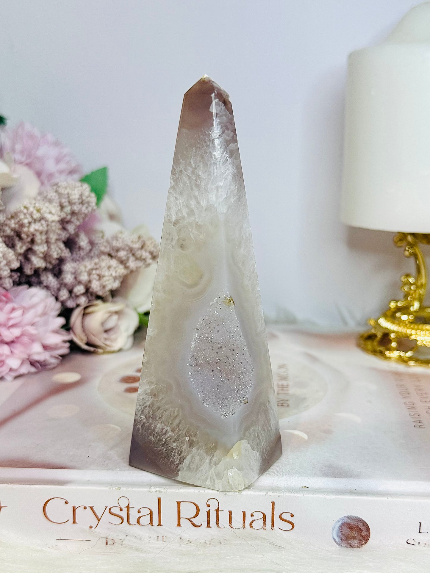 Sugar Druzy Agate Obelisk | Tower 12.5cm