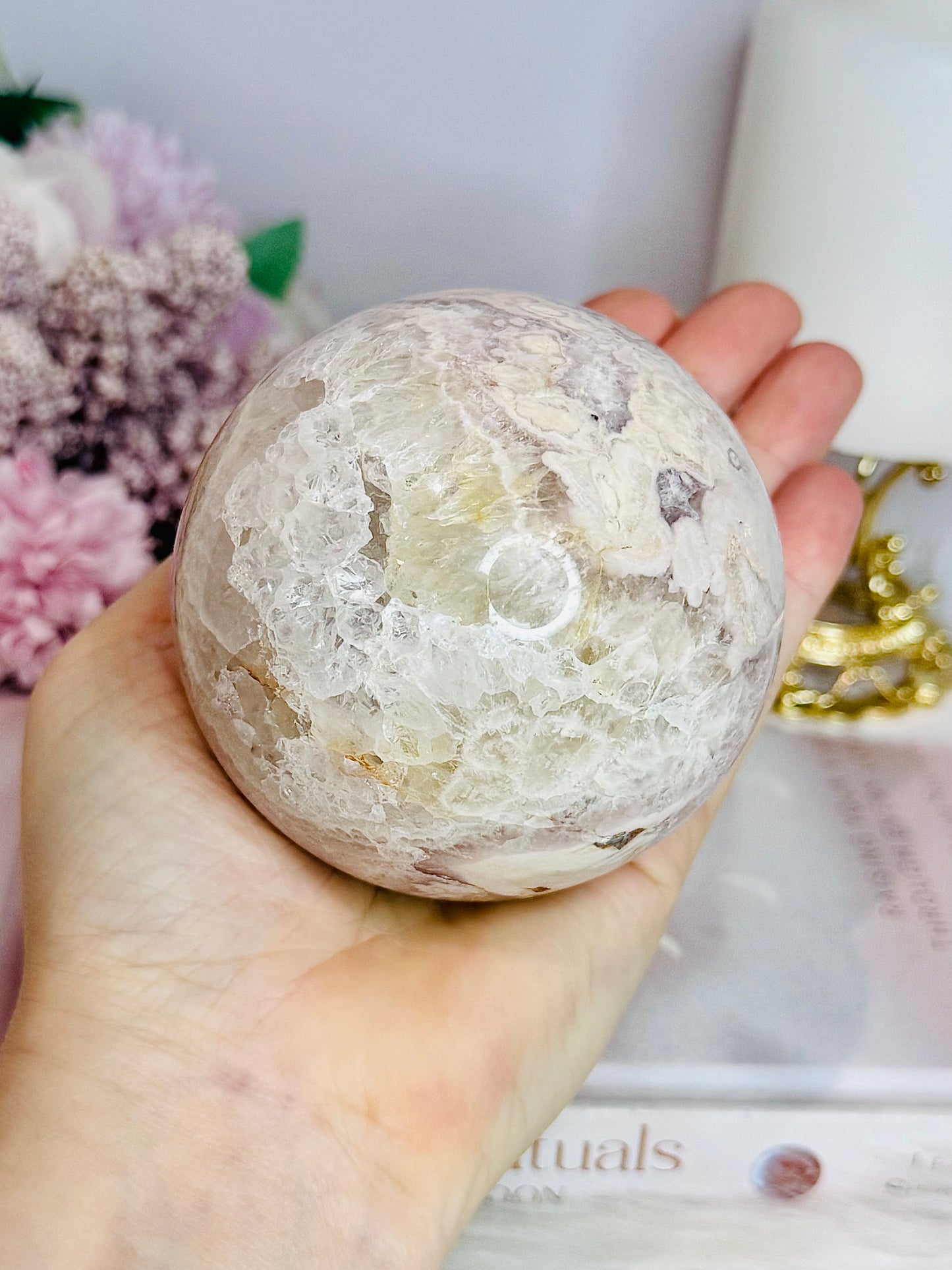 Large Druzy Pink Amethyst Sphere On Stand 630g