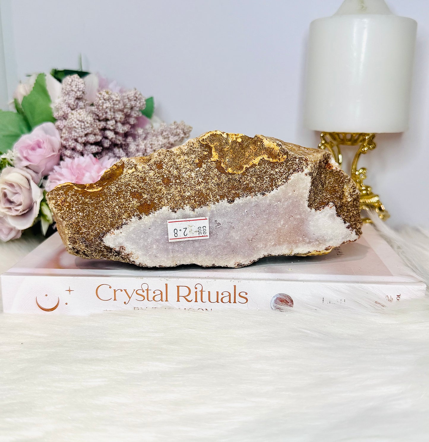 Natural Large 18cm 451gram Pink Amethyst Druzy Chunky Slab