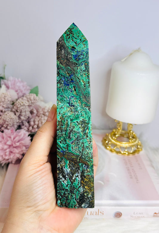 Large Azurite Malachite Stone Tower 18cm