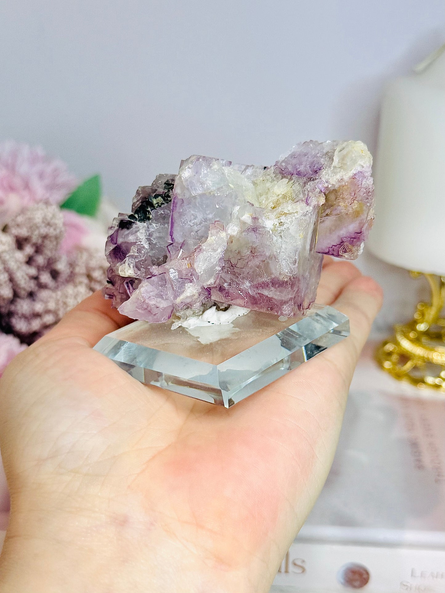 Collectors Piece ~ High Grade Purple Cubed Fluorite Specimen On Stand 223grams
