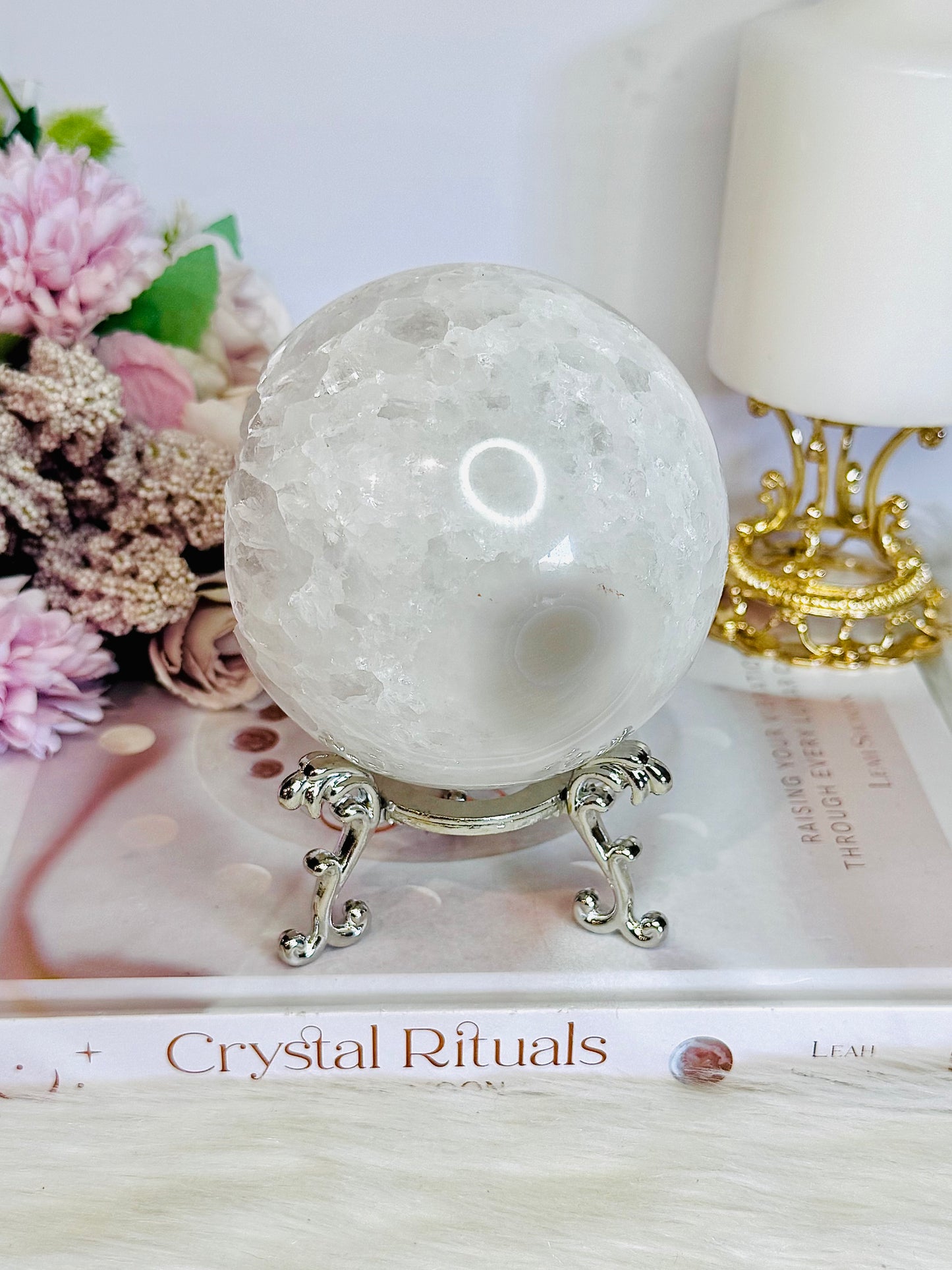 High Grade Absolutely Incredible Large Clear Quartz Druzy Sphere From Brazil 845grams