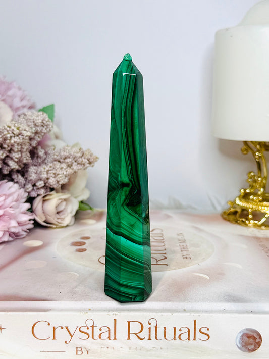 AAA High Grade Natural Malachite Tower From Congo 11cm