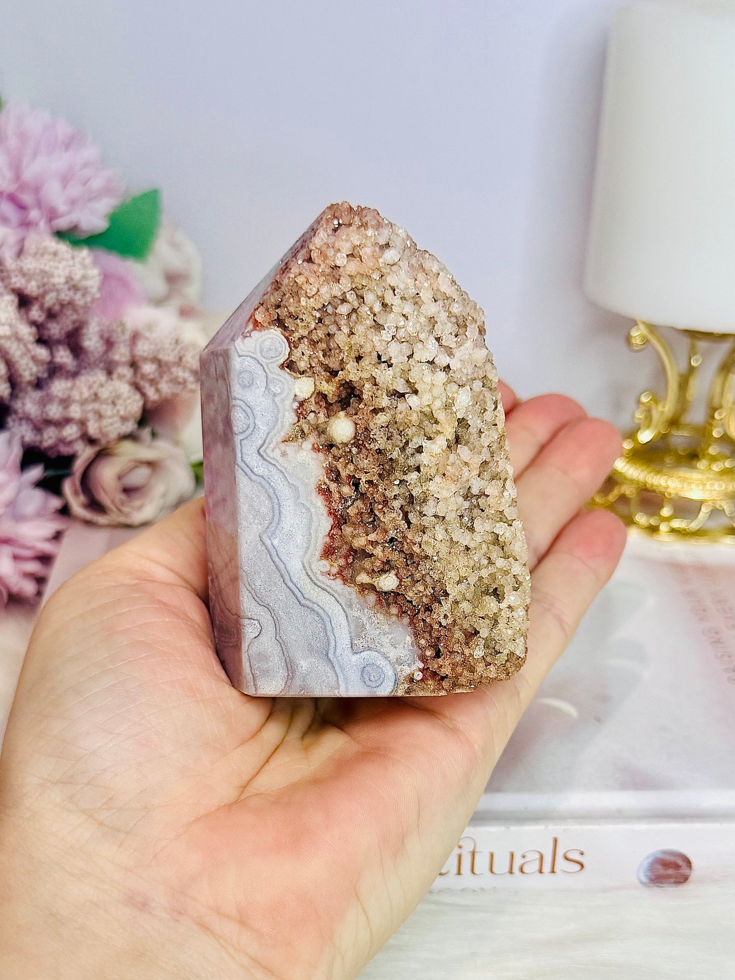 High Grade Druzy Pink Amethyst Chunky Tower 9cm 296g