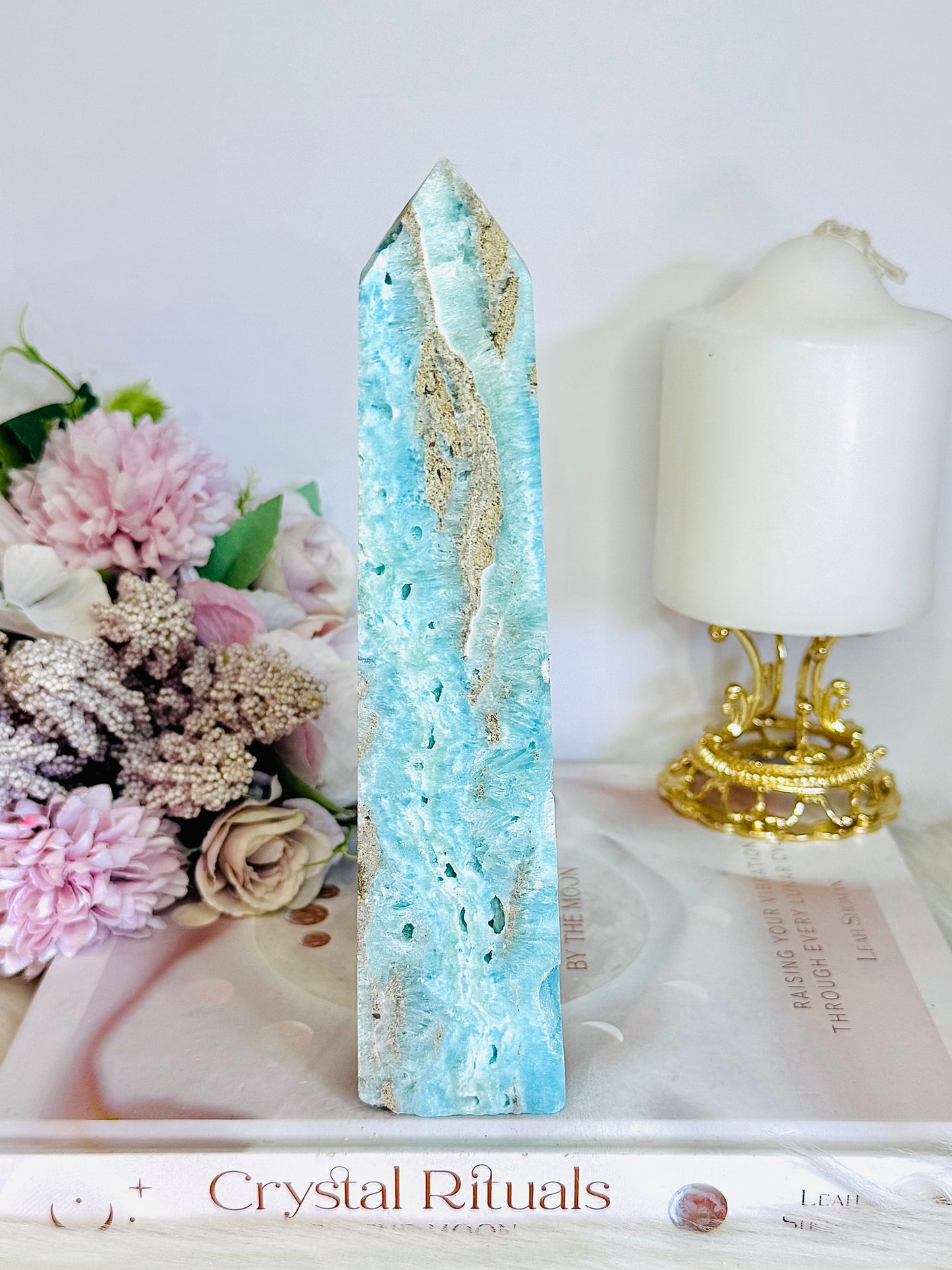 Large Blue Hemimorphite Druzy Tower 18cm