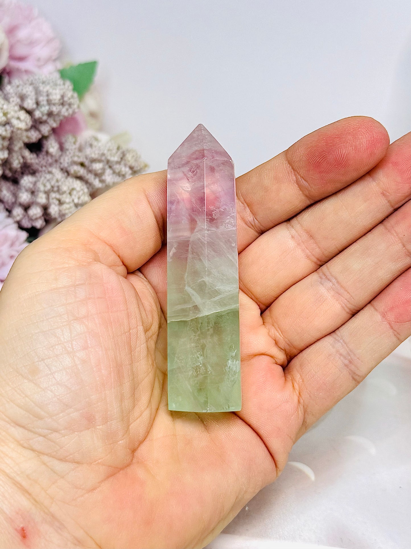 High Grade Watermelon Fluorite Tower 8cm