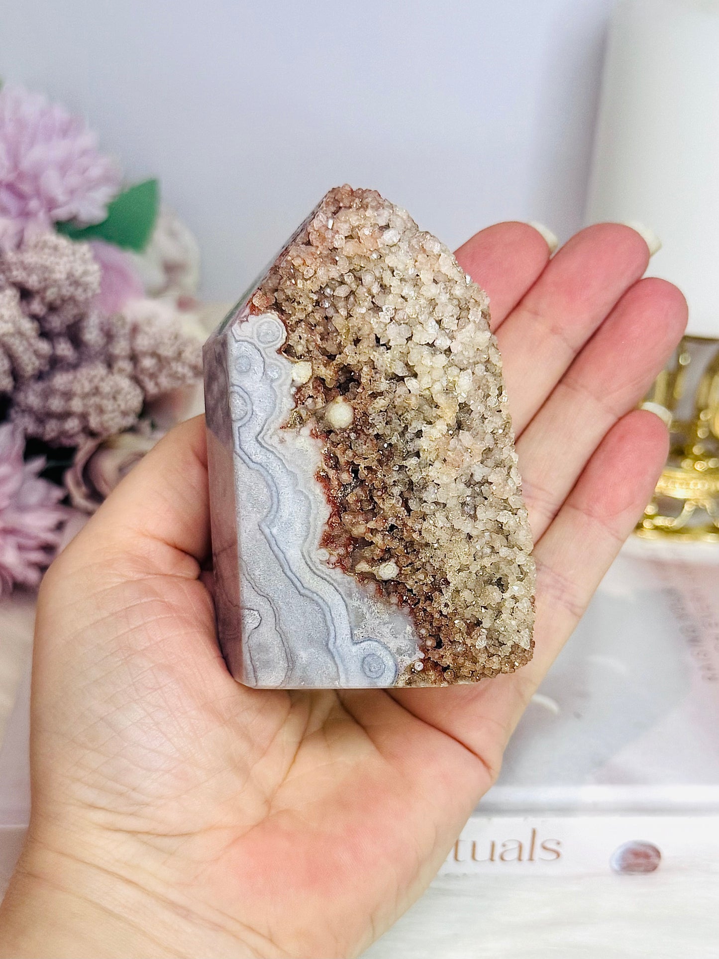 High Grade Druzy Pink Amethyst Chunky Tower 9cm 296g