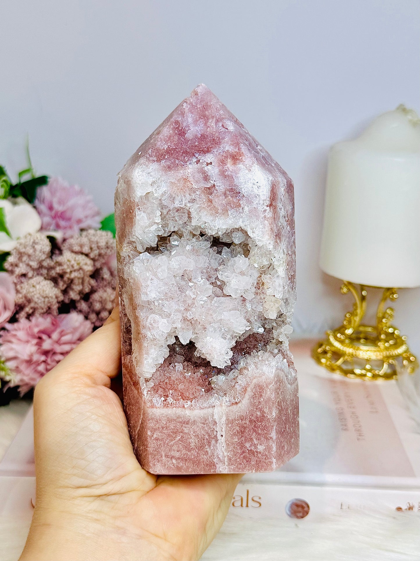 High Grade Druzy Pink Amethyst Tower 15cm 695g