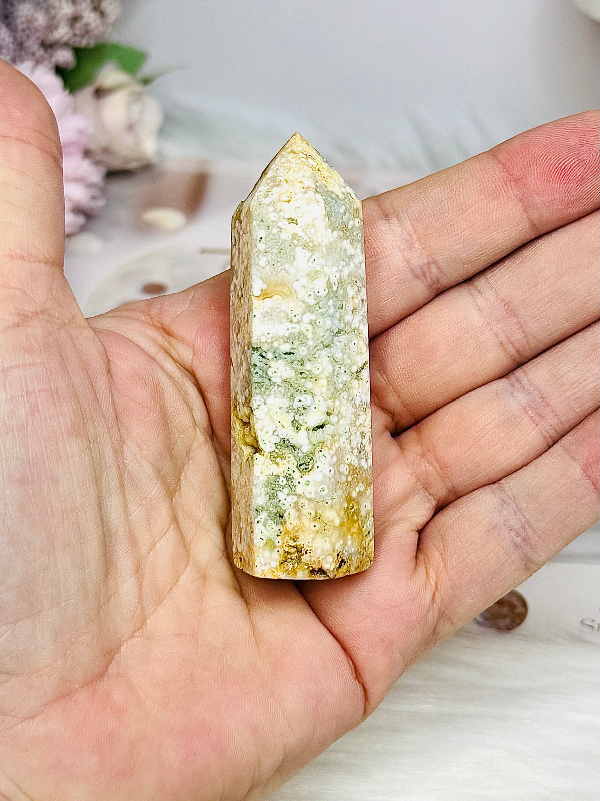 Druzy Green Agate Tower 7cm