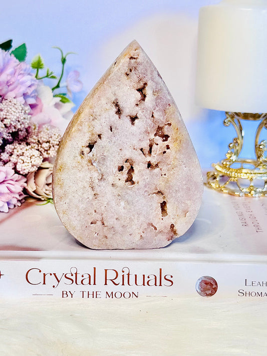 Beautiful 11.5cm 342gram Druzy Pink Amethyst Carved Flame | Freeform