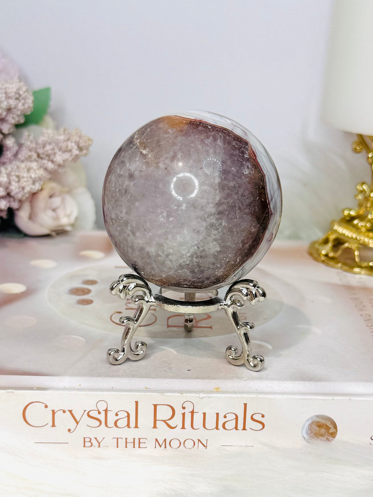 Large Crazy Lace Agate Sphere on Stand 293g