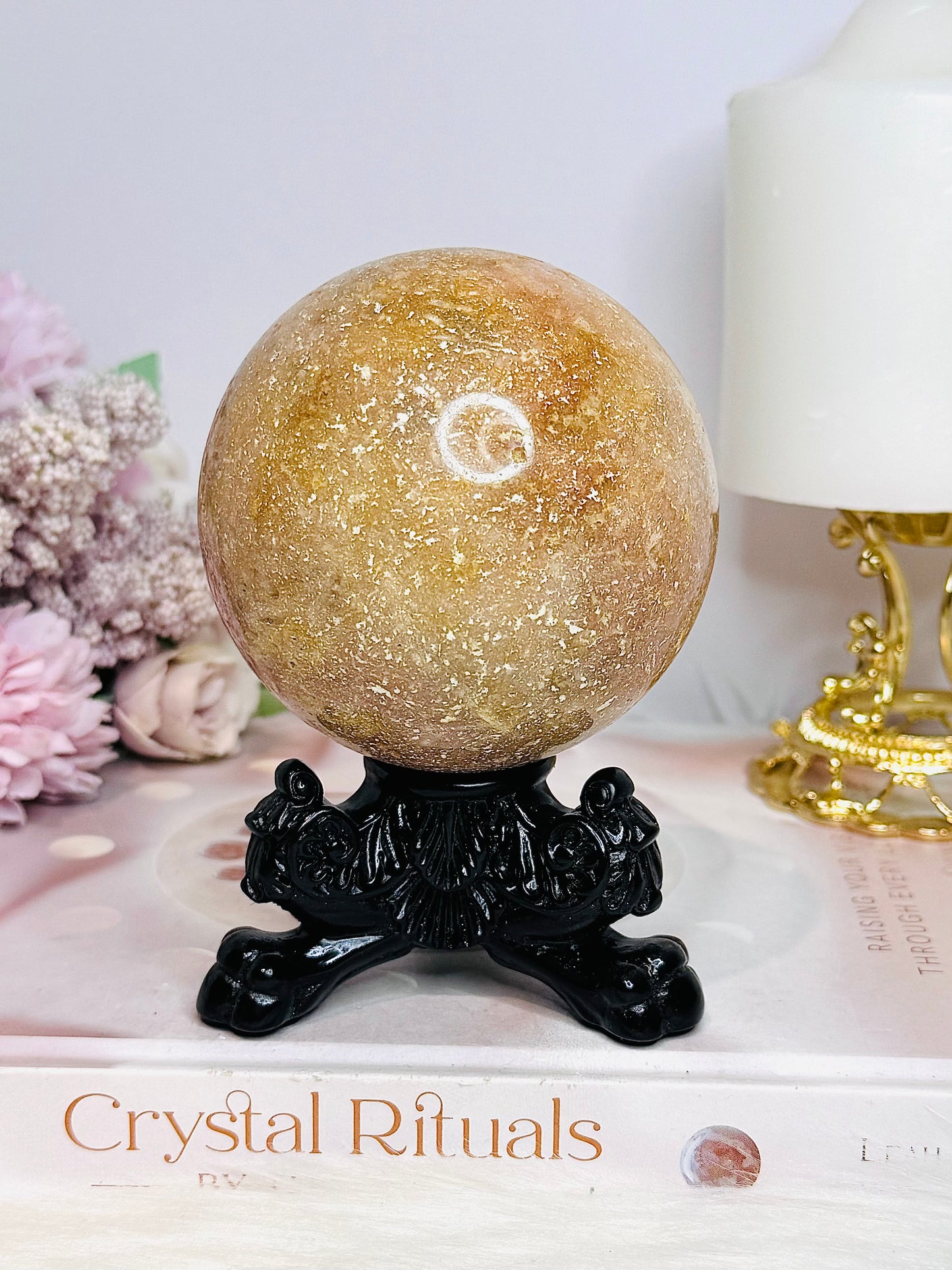 Large Druzy Pink Amethyst Sphere on Stand 602g