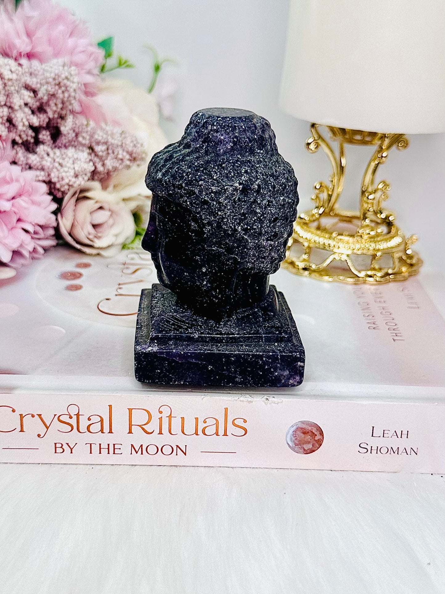 Lepidolite Carved Buddha Head 296gram