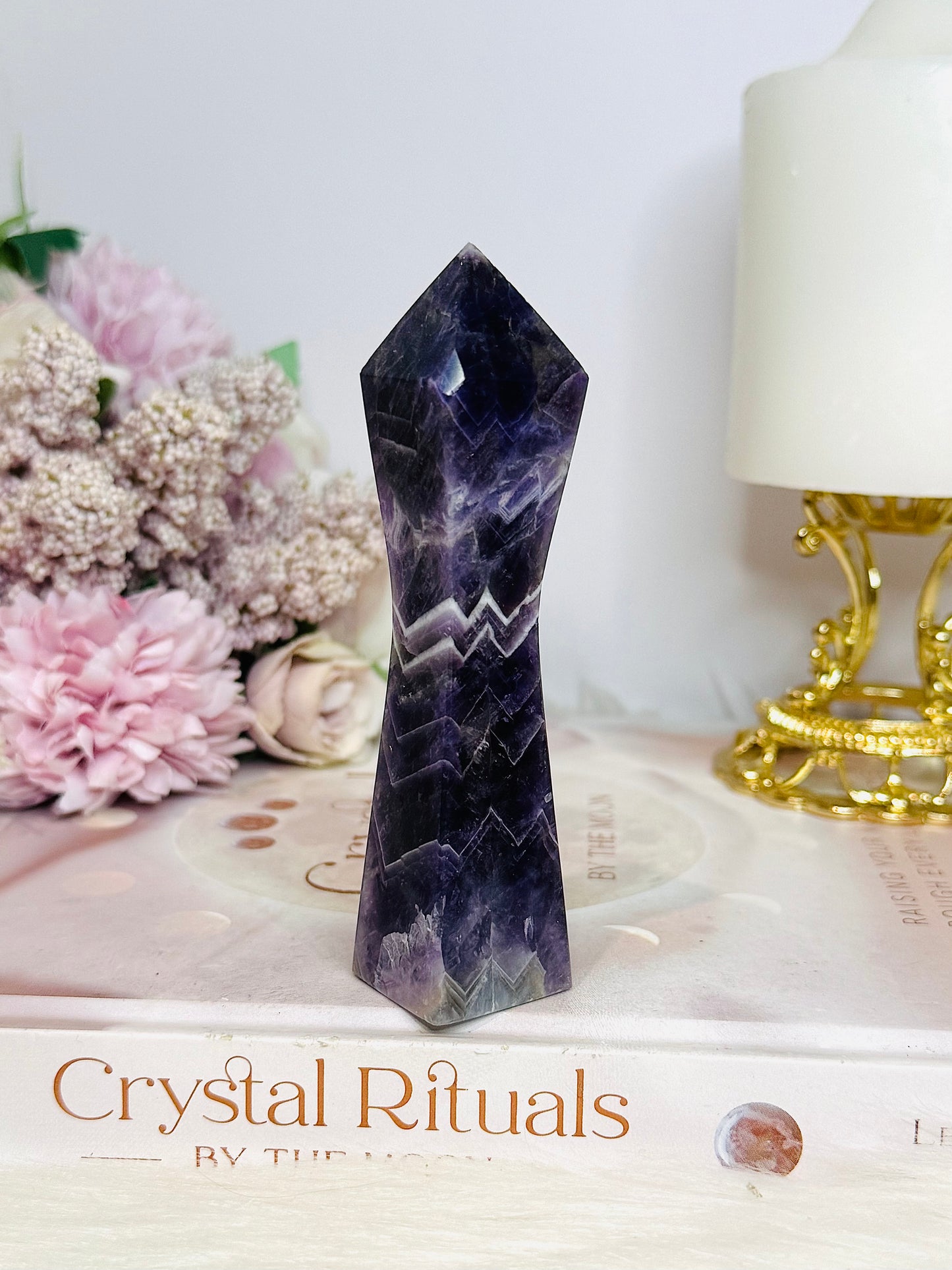 Uniquely Carved Chevron | Dream Amethyst Tower 11cm